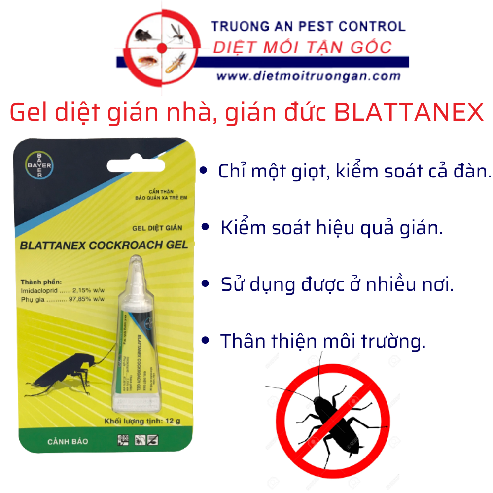 Gel diệt gián BLATTANEX, chuyên dùng diệt gián trong nhà, sản phẩm của Bayer, tuýp 12g