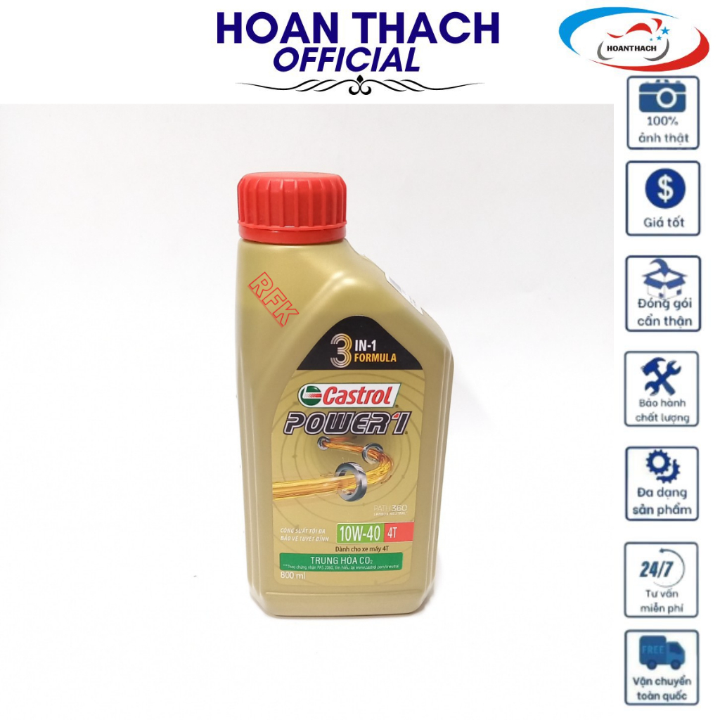Nhớt Xe Số Cao Cấp Castrol Power1 10W40 800Ml Với Công Thức Trung Hòa Cặn