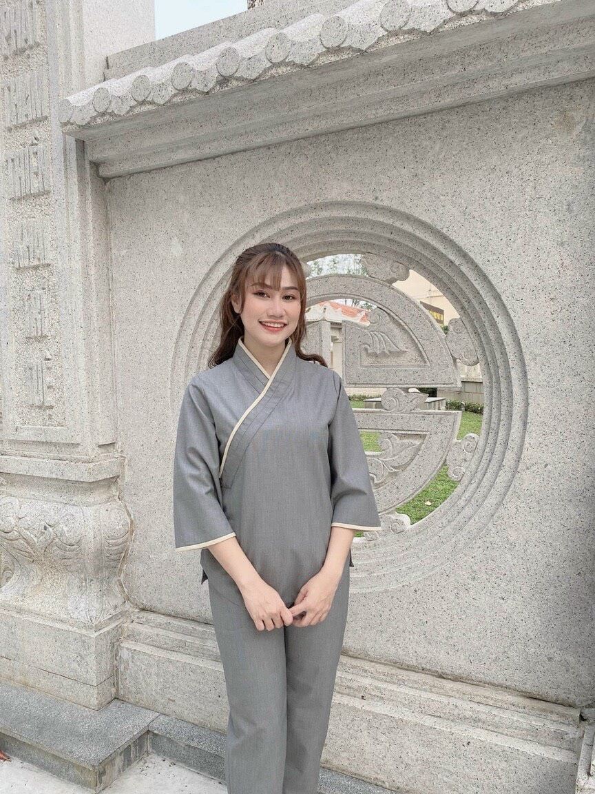Đồ Thời Trang, Đồ Lam đi chùa mẫu xéo hàn quốc, Vải lụa xịn co giãn tốt