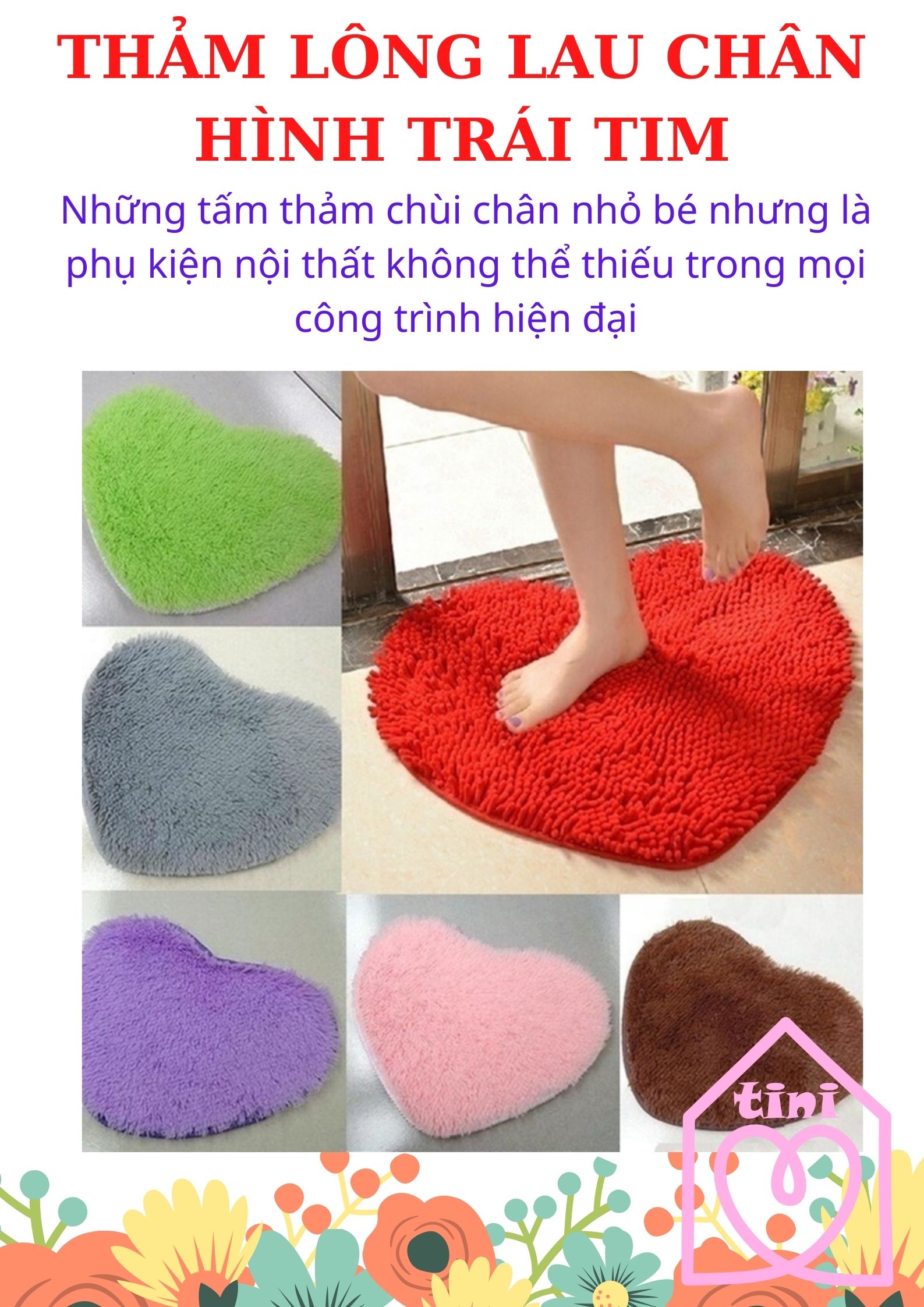 [HOT]RẺ ĐẸP] Thảm lông lau chân hình trái tim mềm không trơn trượt thời trang,Thảm chùi chân nhiều màu dễ thương 40x50cm,Thảm tắm thảm vải cotton,Thảm lau chân nhà tắm phòng khách bếp phòng ngủ văn phòng công ty TINI SHOP HCM