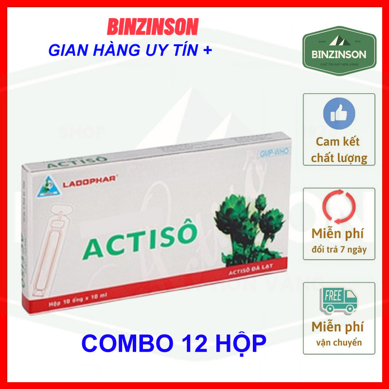 Atiso dạng ống uống 10m lx 10 tuýp [ COMBO 12 HỘP ] Actiso Ladophar Đà Lạt Lâm Đồng Loại Thơm Ngon MẪU MỚI - BINZINSON