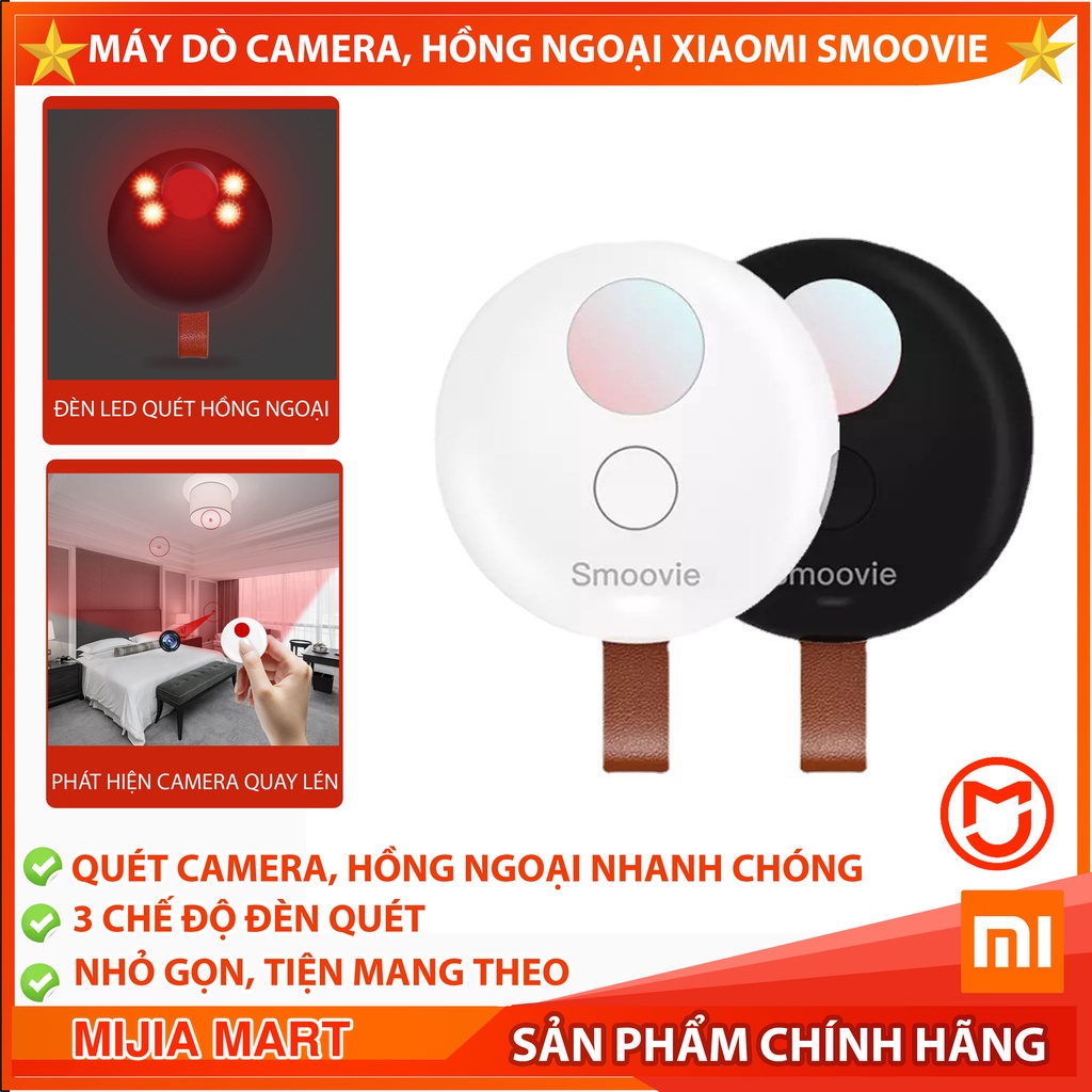 Máy dò camera hồng ngoại Xiaomi Smoovie, máy phát hiện camera ẩn 3 chế độ quét, nhanh chóng, nhỏ gọn