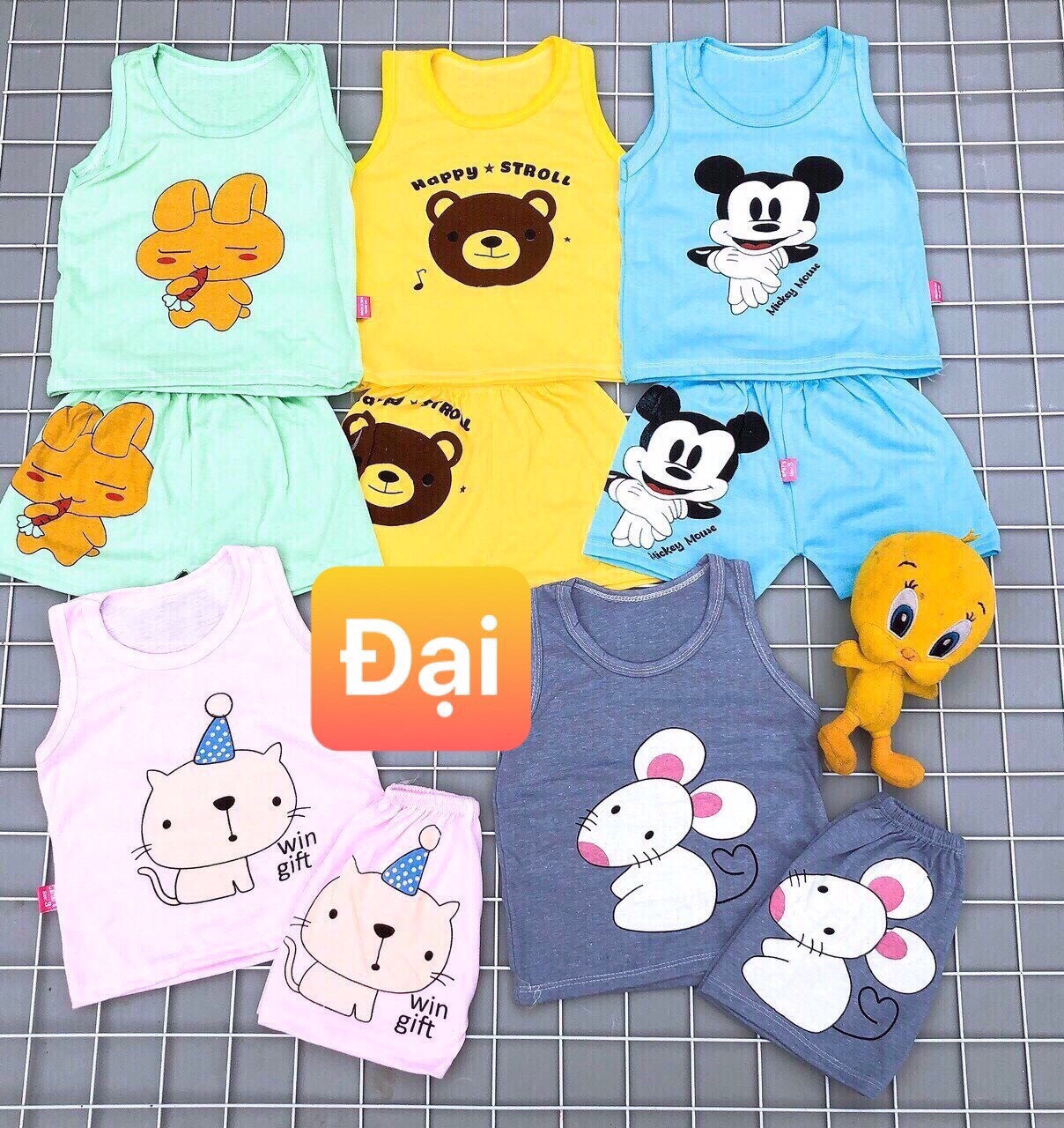 [HCM]5 bộ ba lỗ bé gái size đại 13-19kg