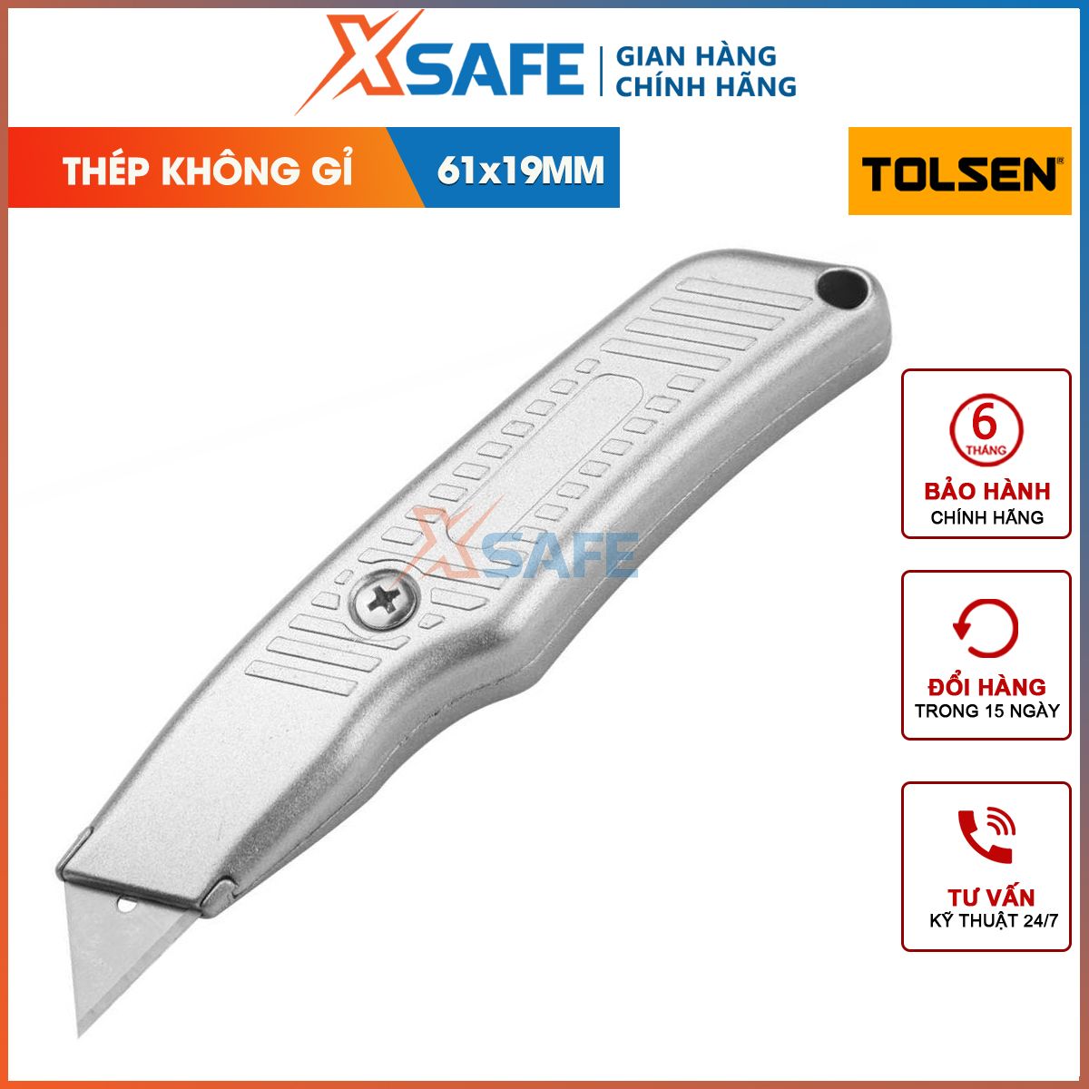 Dao rọc giấy Tolsen 30108 kích thước 61x19mm sắc bén linh hoạt, chuyên dụng cho cắt tỉa - chính hãng - xsafe
