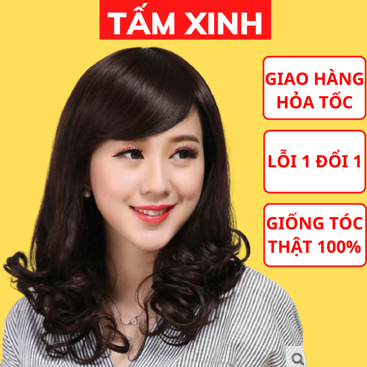 Bộ tóc giả nguyên đầu dài xoăn trung niên M1