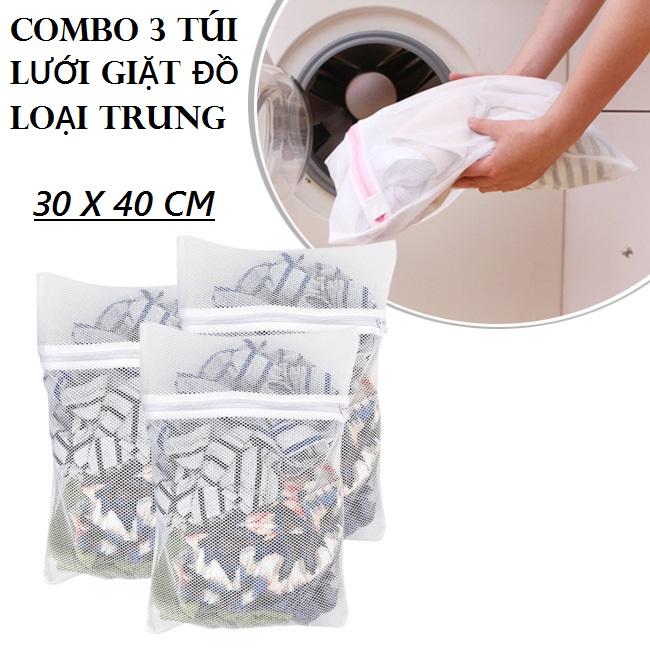 [HCM]Combo 3 túi lưới giặt đồ loại trung th1shop 30x40cm
