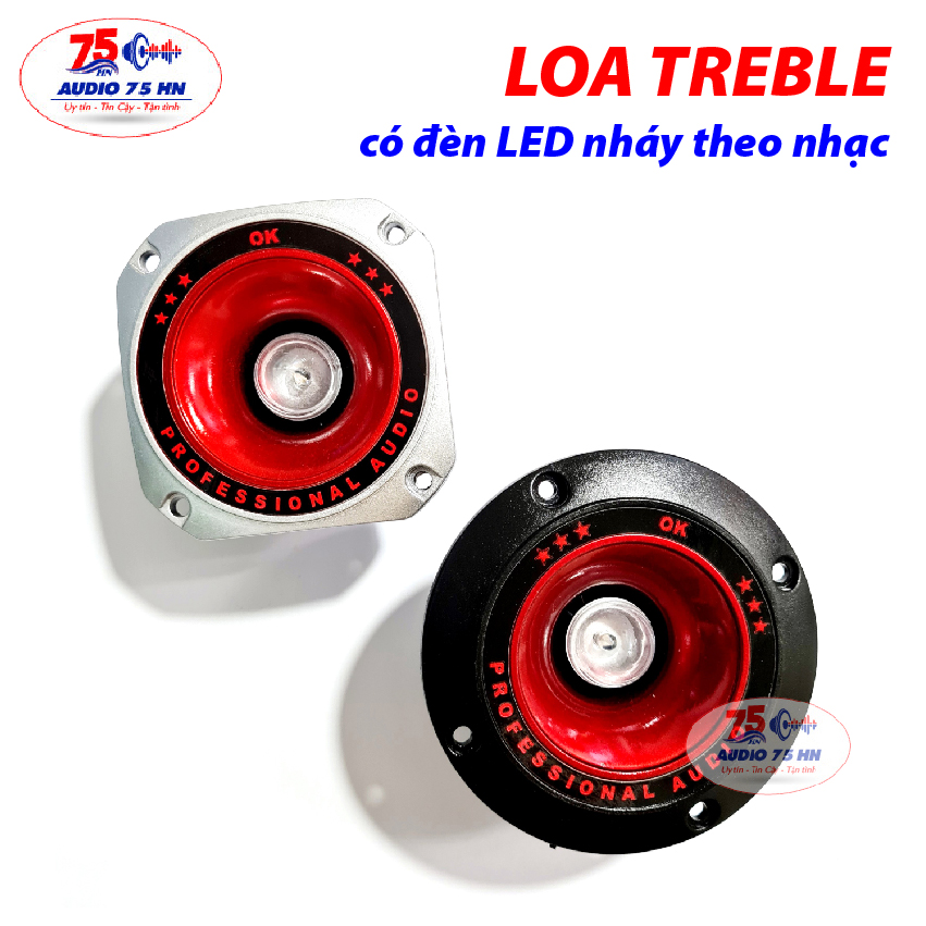 Bộ 02 Loa treble kèn, loa trép dạng vuông và tròn rời, có đèn dùng cho nghe nhạc hoặc hát