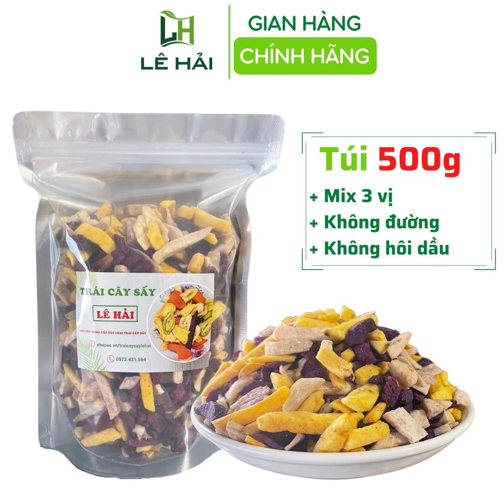 Khoai sấy mix 3 vị vàng tím môn hàng vụn 500g Lê Hải