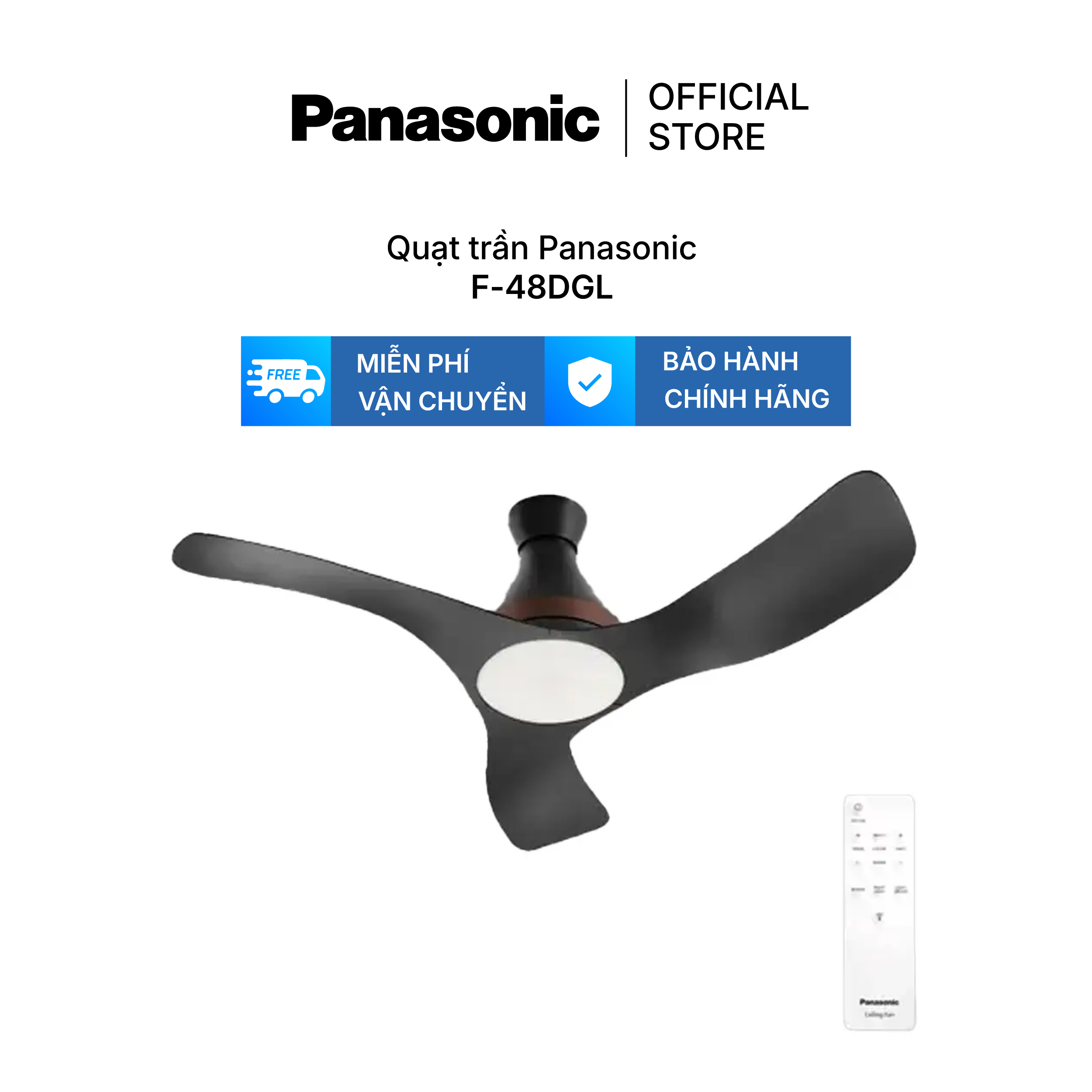 Panasonic Ceiling Fan Model F-48Dgl (Black - 10 Wind Modes - 50W Capacity)