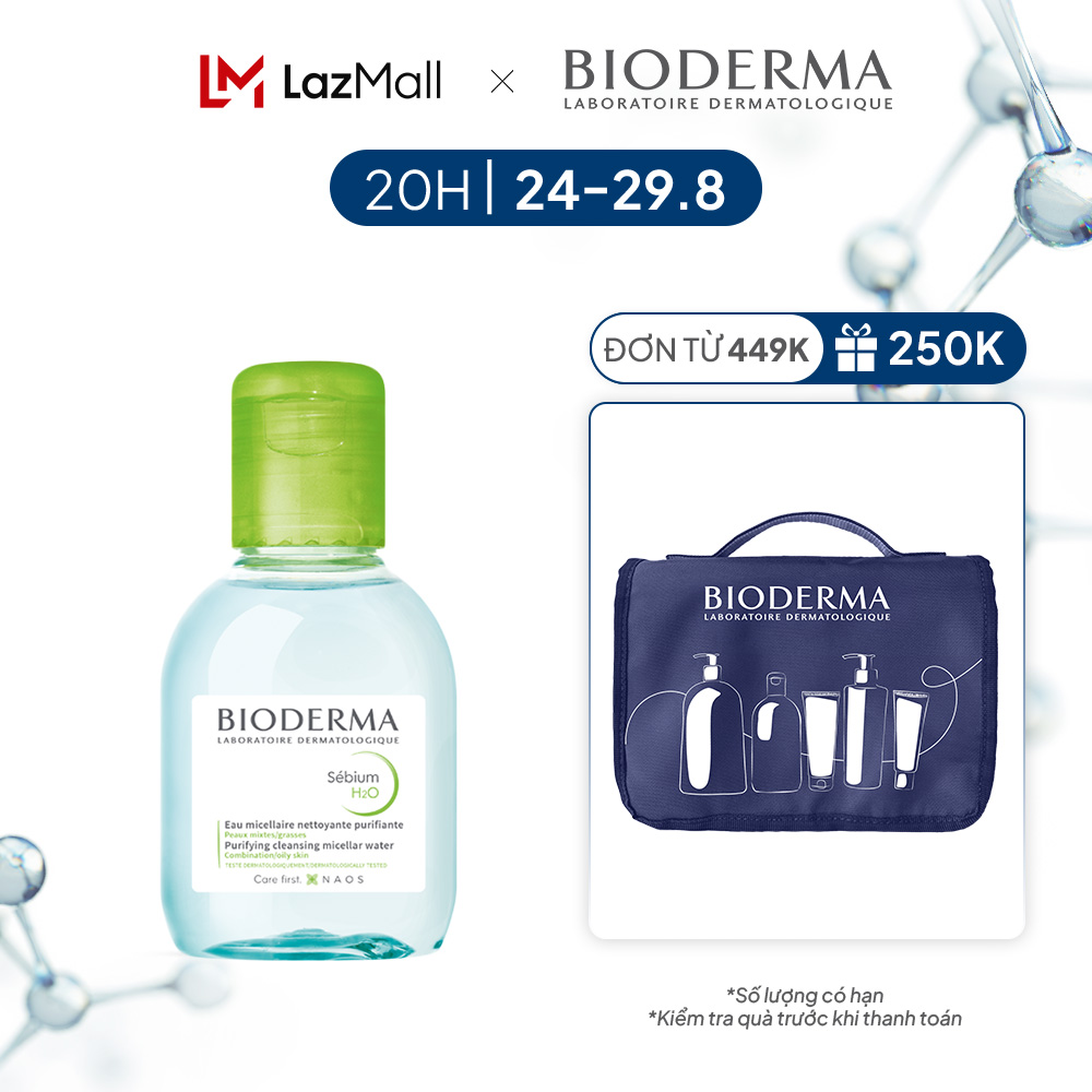 Dung dịch làm sạch và tẩy trang micellar cho da hỗn hợp và da dầu Bioderma Sebium H2O - 100ml
