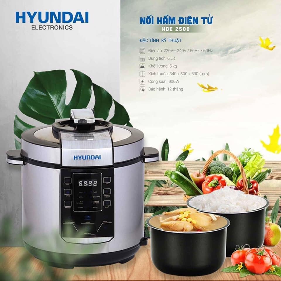Nồi hầm điện tử Chính Hãng Hyundai HDE 2500S - 6L