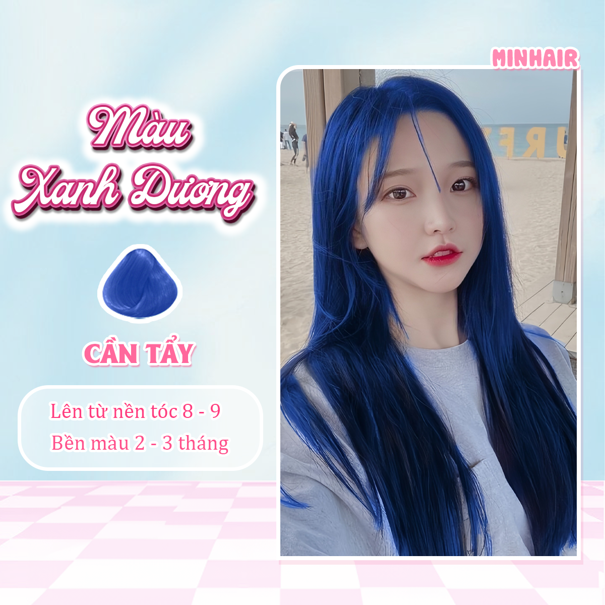Thuốc nhuộm tóc xanh, thuốc nhuộm tóc Xanh Dương, tặng kèm oxy trợ dưỡng và bao tay