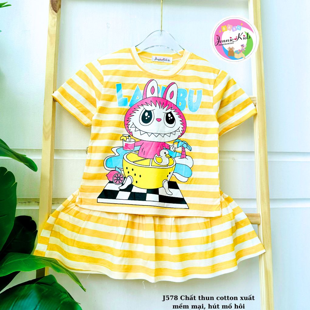 Set áo váy dành cho bé gái 12 đến 25kg xuất dư vnxk jennie kids J578 - 1