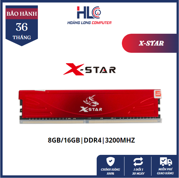 Ram XSTAR - 16GB, Bus 3200MHz - RAM PC X-Star Chính Hãng Bảo Hành 36 Tháng - Tản Nhiệt Thép Mát Mẻ - HLC GAMING