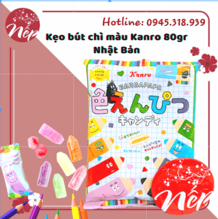Kẹo Candy hình bút chì Kanro mix vị Nhật Bản