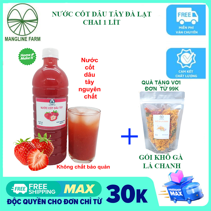 [FREESHIP 15K CHO ĐƠN 29K] Nước cốt dâu tây Mangline Farm Đà Lạt sạch (siro dâu tây) nguyên liệu hoàn toàn tự nhiên đồ uống giải khát đẹp da mặt