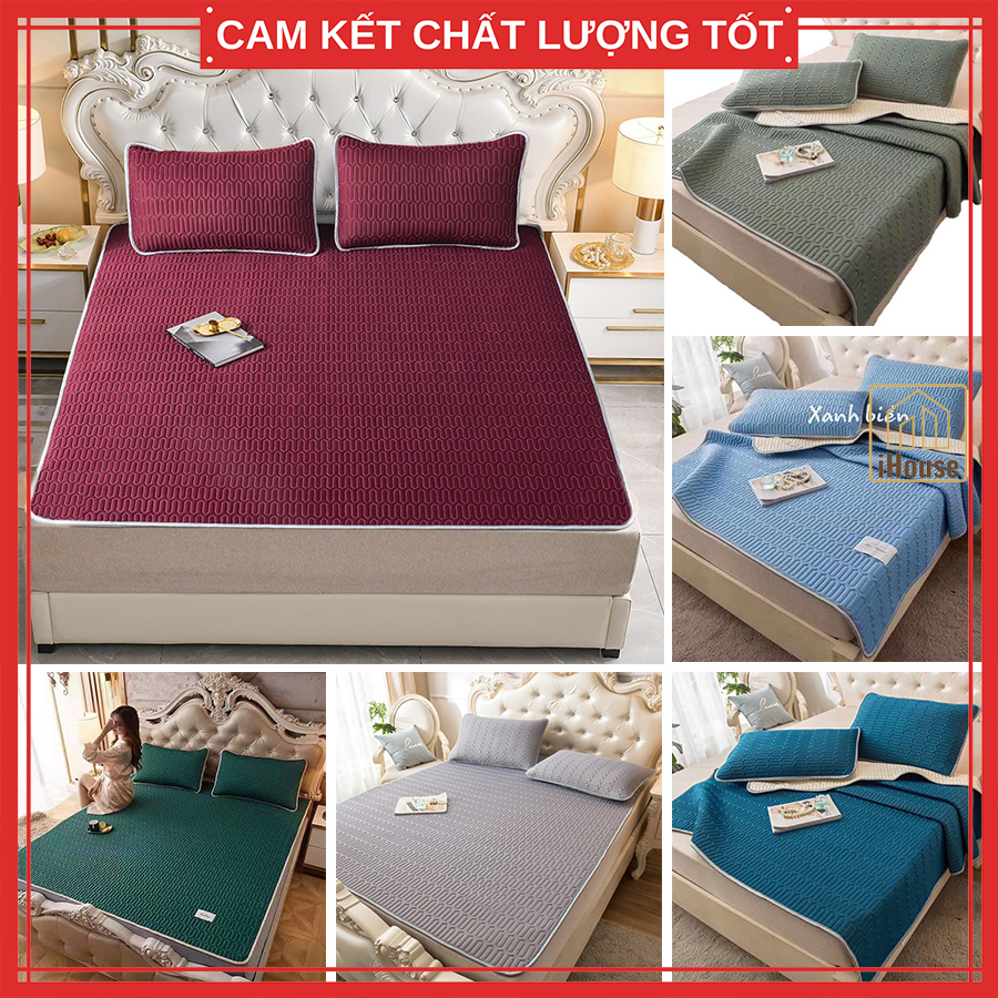 Chiếu điều hoà cao su non,  mát mẻ dễ chịu cho bé và gia đình 1m6 1m8 2m xanh đỏ