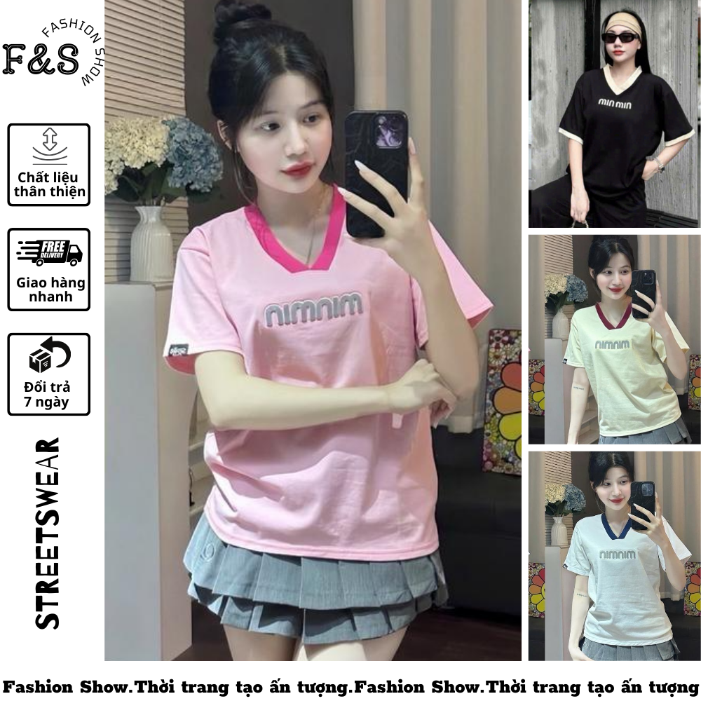 Áo thun CỔ TIM MINMIN tay lỡ unisex - Áo phông F&S cho nam nữ thiết kế form rộng hottrend