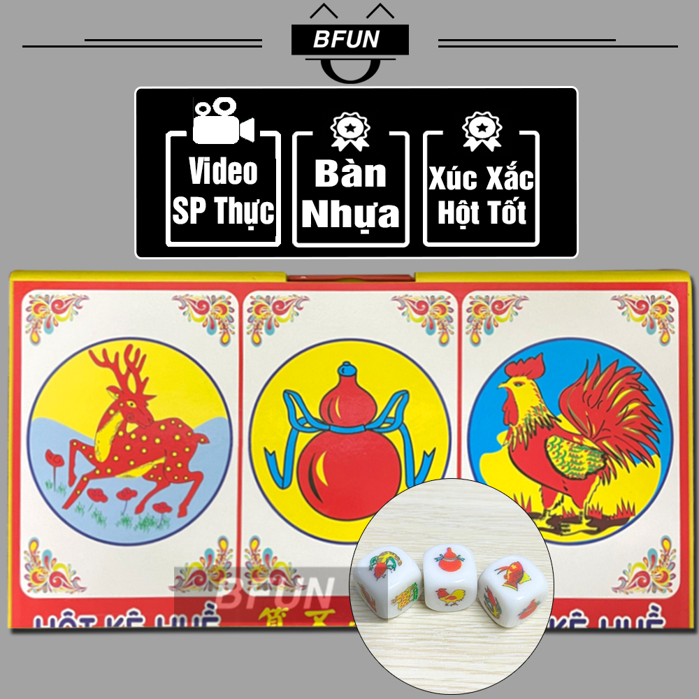 Bộ Bầu Cua Tôm Cá Bàn Nhựa / Bàn Giấy Xúc Xắc Xịn Cao Cấp - Bộ Lắc Bầu Cua Tôm Cá, Bầu Cua Cá Cọp Boardgame Đồ Chơi Trẻ Em BFUN