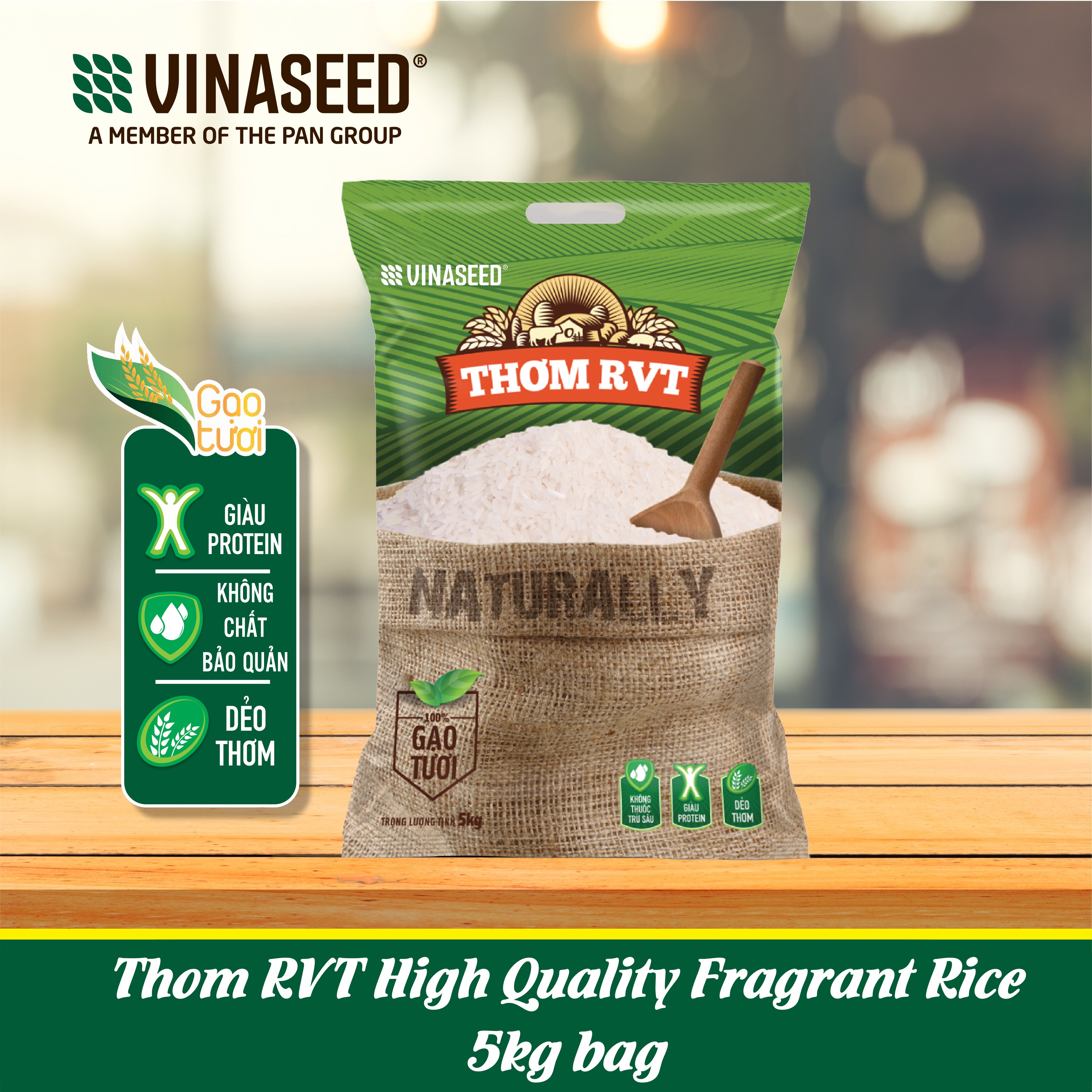 [HCM]Gạo Vinaseed Thơm RVT túi5kg - Dẻo thơm vị ngọt đậm