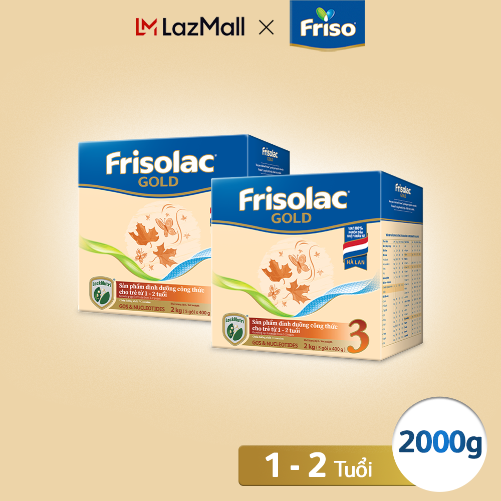 Combo 2 hộp sữa bột frisolac gold 3 hộp giấy 2kg cho trẻ từ 1 - 2 tuổi