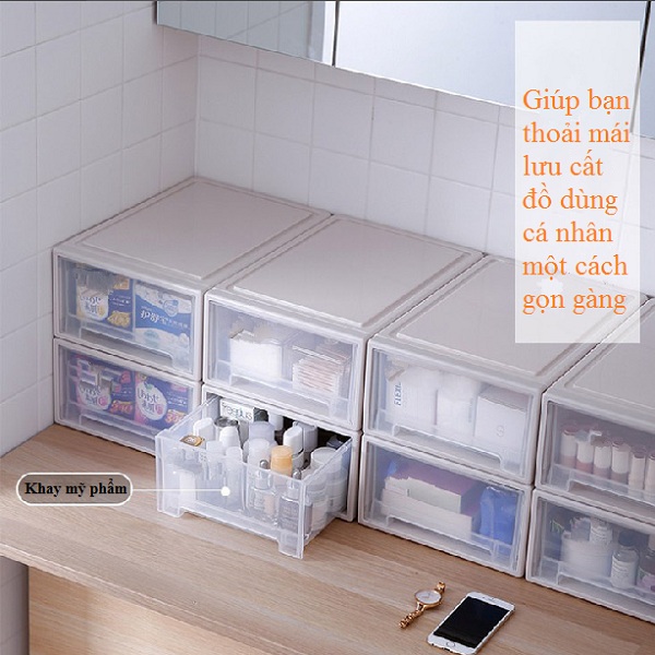 Thùng 8 hộp ngăn kéo đa năng Homestar S LLC169 (Trắng)