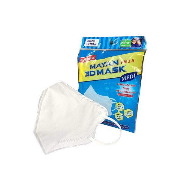 Set 05 khẩu trang mayan pm 2.5 - 3d mask n95 - màu trắng