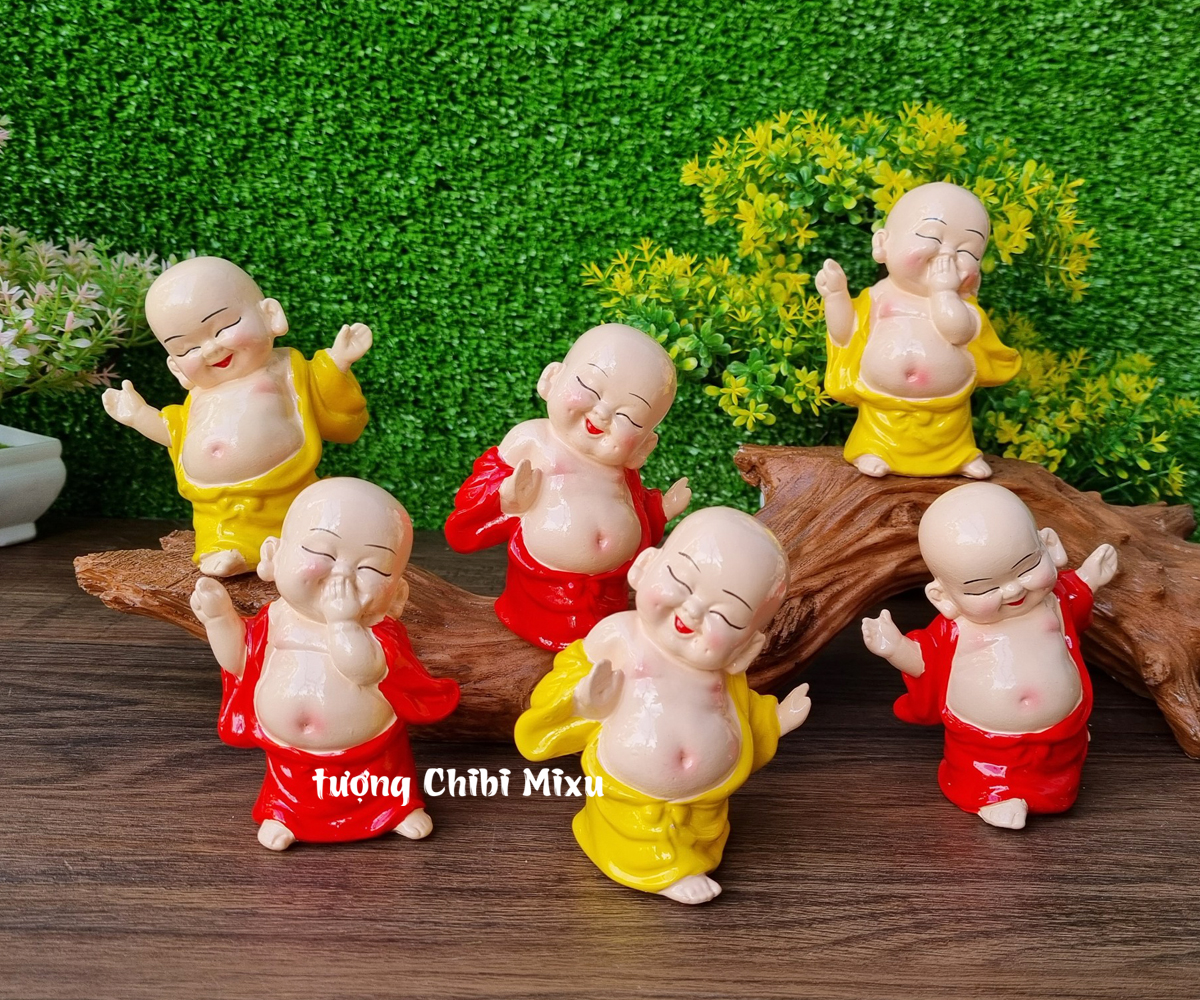 Tượng chú tiểu hoan hỉ 9cm bằng đất sét nung