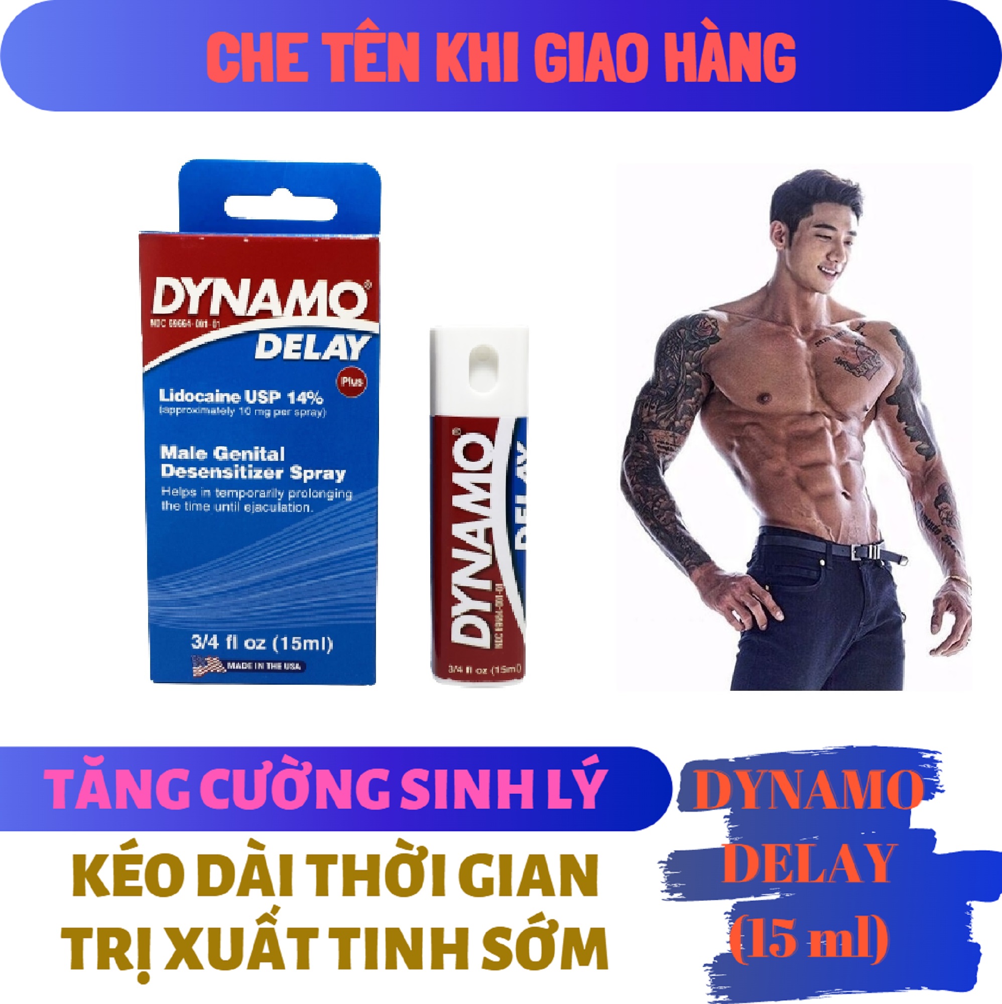 Chai xịt DYNAMO_DELAY_PLUS USA cao cấp (15 ml) nam - hàng chính hãng