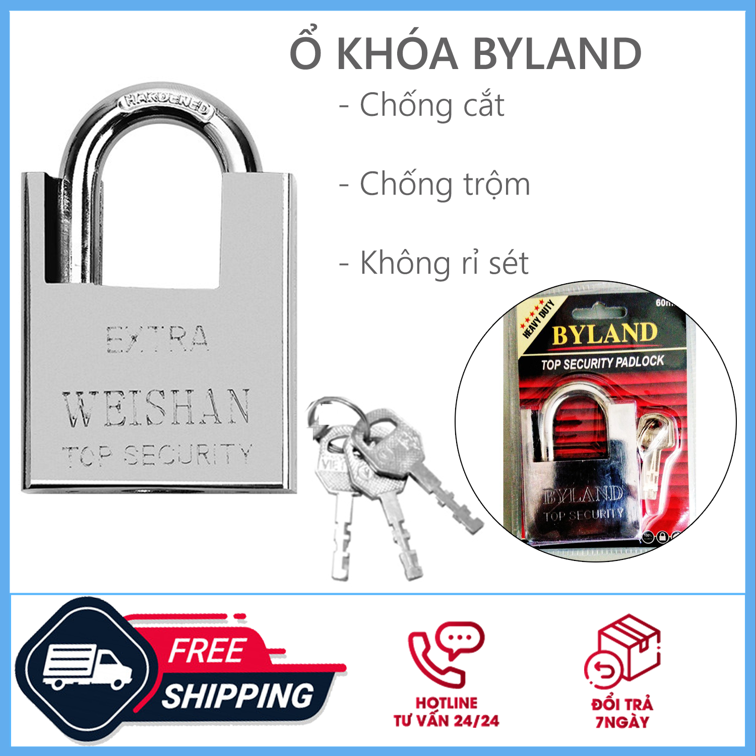 Ổ Khóa Chống Cắt Byland Thép Không Gỉ, Ổ Khoa Chữ U Mini 4 Mã Số Chống Trộm, Đảm Bảo An Toàn
