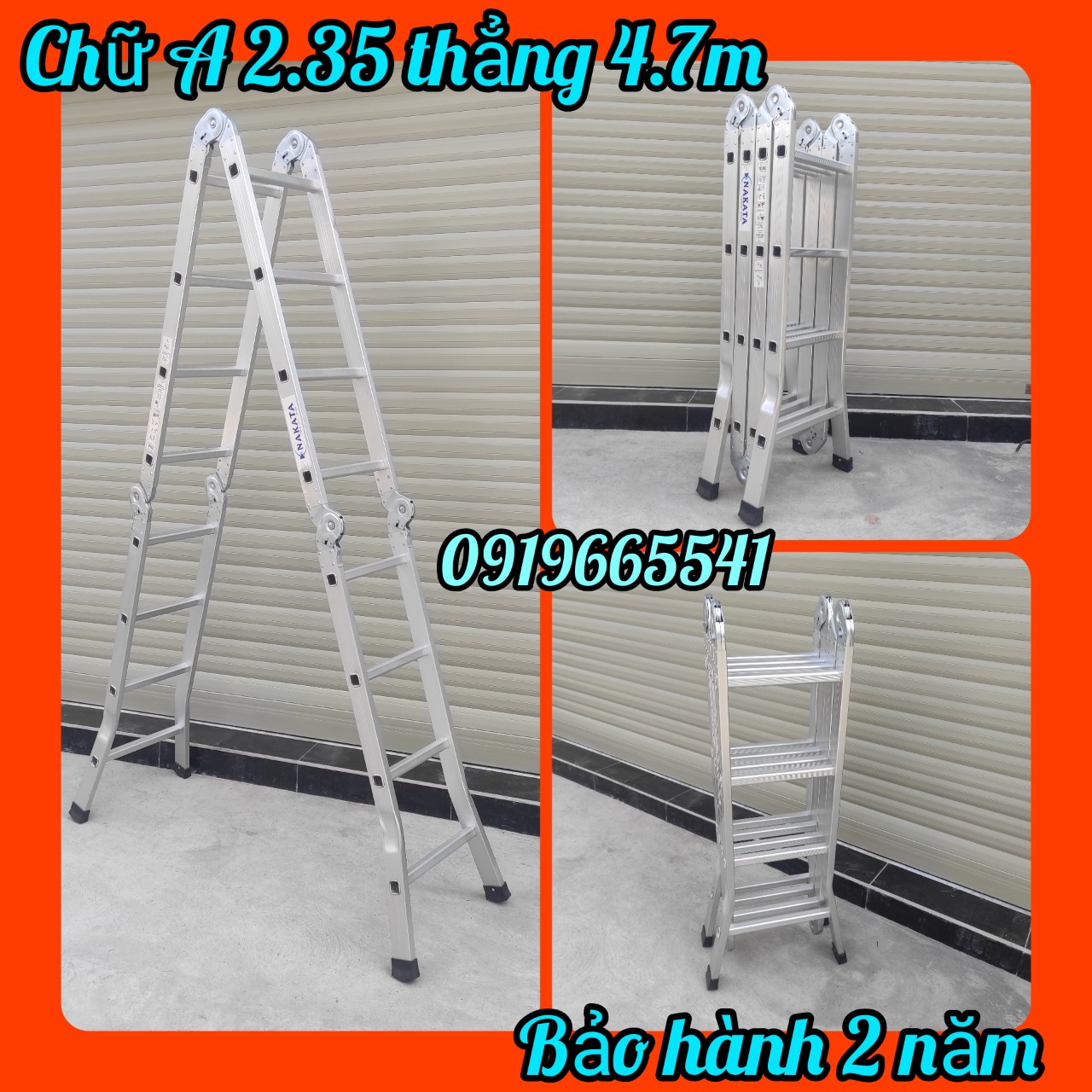Thang nhôm gấp 4 đoạn đa năng nakata ty-404 4.7m