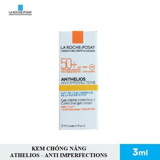 Bộ Sản phẩm Kem chống nắng dành cho da bóng dầu La Roche-Posay Anthelios Anti-Imperfection 3ml x 3 tuýp & Gel rửa mặt cho da dầu 50ml
