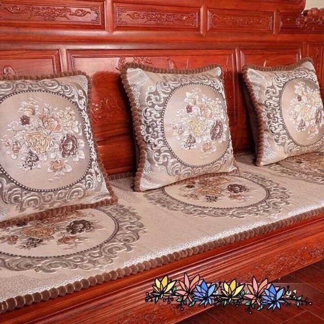 Bộ 3 thảm trải ghế gỗ cao cấp sang trọng - đệm ghế - thảm ghế tây âu