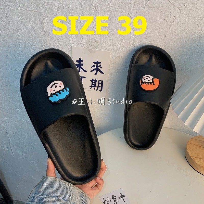 SALE - H92 - Dép bánh mì quai ngang đế bằng cao hình mặt boy girl dáng nam nữ cute hot trend mới đi mưa rửa nước