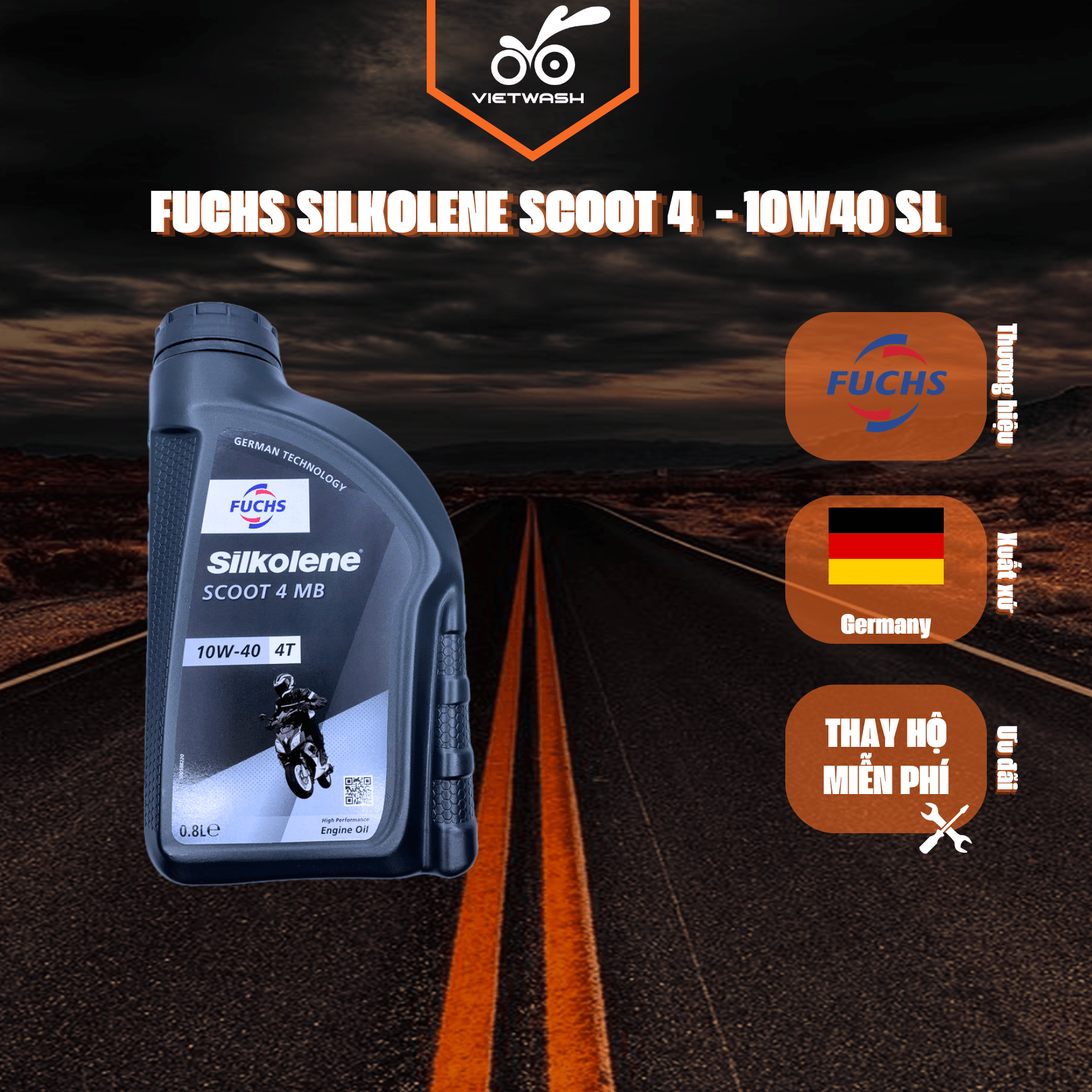 Nhớt xe ga fuchs silkolene scoot 4 10w40 api sl 800ml