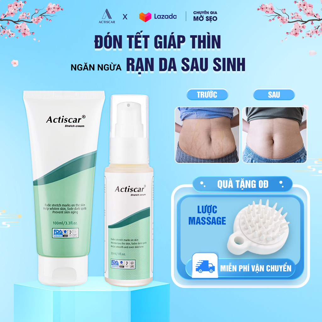 Combo kem rạn da actiscar stretch 100ml và serum rạn da 30ml