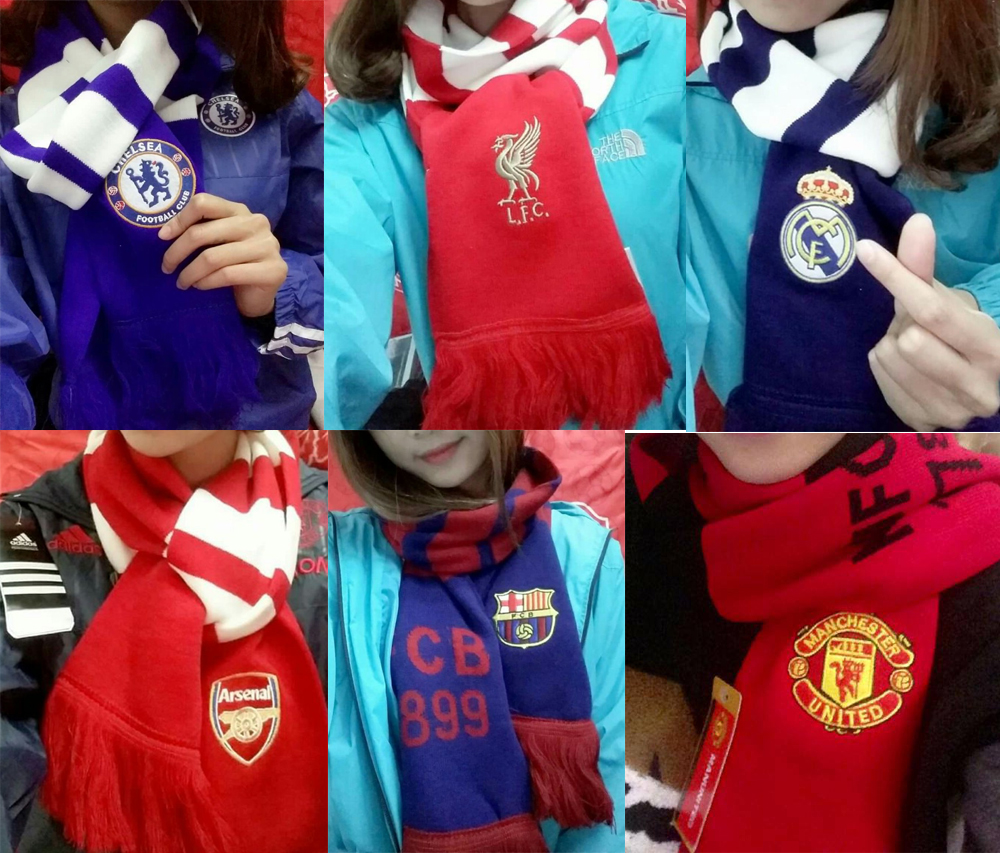 Khăn len dày logo thêu các CLB bóng đá
