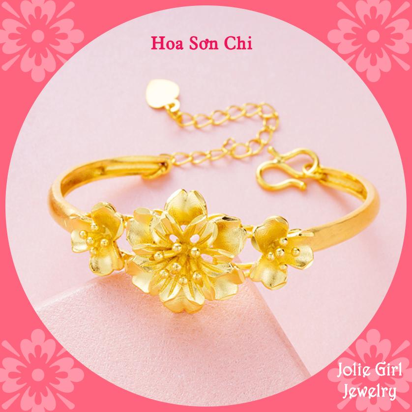 Vòng Tay Hoa Sơn Chi Hoa Hải Đường Mạ Vàng 24K VTHCD