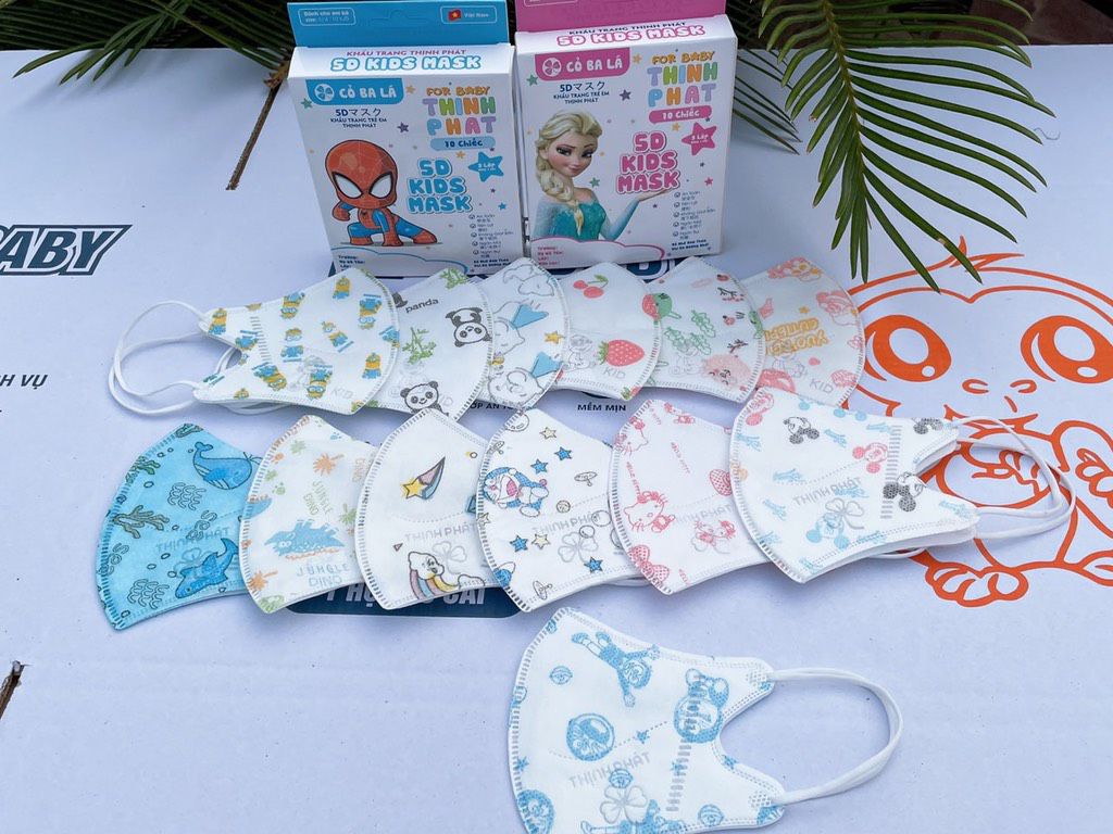 Khẩu trang 5D Kids Thịnh Phát bé từ 3-8 tuổi (hộp 10 chiếc)