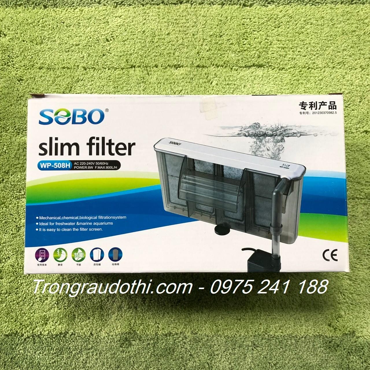 Máy lọc nước bể cá dạng treo (mỏng), máy lọc thác nước bể cá SOBO WP-508H (6.8W 680L/H)