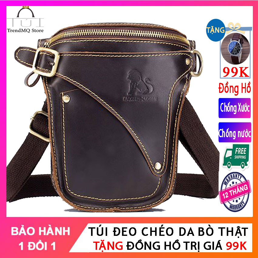 Túi đeo chéo da bò nam nữ Tặng Đồng Hồ 99k FreeShip Bảo Hành 12 tháng-Túi đeo chéo da bò cao cấp chống chày xước nước uốn nén đàn hồi bền bỉ-Túi chứa đồ cá nhân điện thoại ví-Túi đeo chéo da bò sáp-Trendmq store