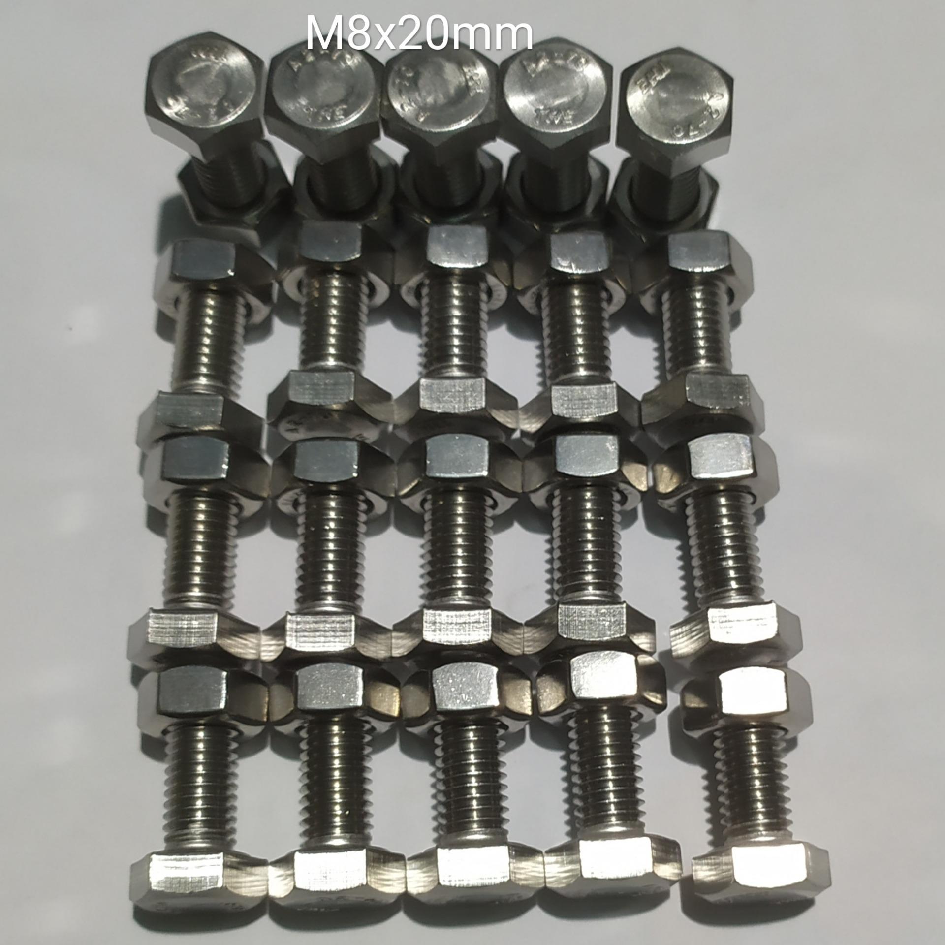 M8x20mm INOX 304 COMBO 20 Bu Long Con Tán INOX Chống Gỉ, 8 Li 2 Phân
