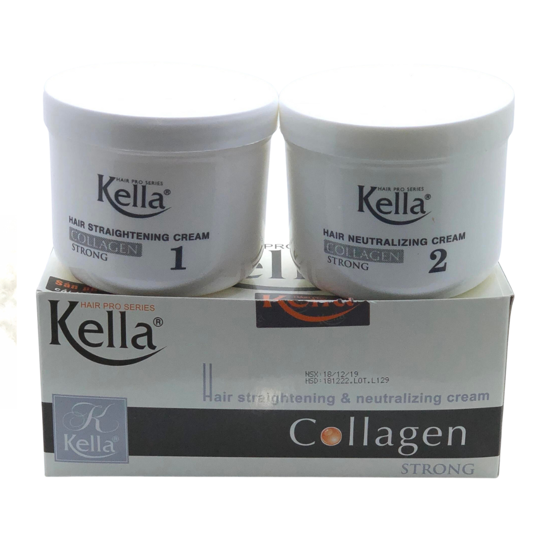 Kem Duỗi Tóc Thuốc Ép Tóc Kella Collagen Strong Trắng