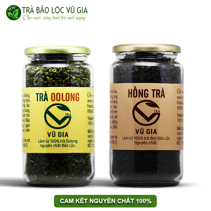 Combo Trà Oolong (200gr/hũ) + Hồng Trà Cao Cấp (100gr/hũ) - Nguyên Chất Bảo Lộc Vũ Gia - Nguyên liệu nấu trà sữa, trà trái cây thơm ngon - Giảm cân an toàn, thanh nhiệt cơ thể tăng cường hệ miễn dịch