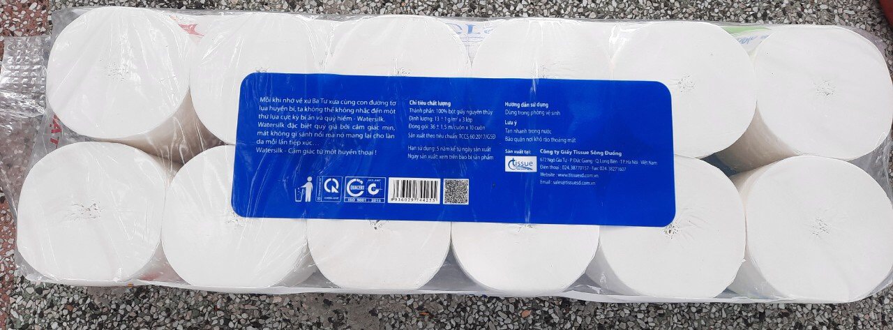 Giấy vệ sinh Watersilk 36m , 10 cuộn, 3 lớp, không lõi
