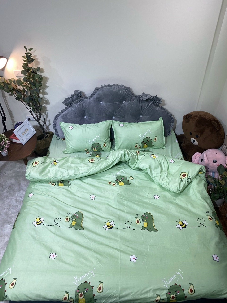 Set 5 món vỏ chăn ga gối kích thước 1m4x2m, bộ chăn ga gối 5 món cotton poly cao cấp