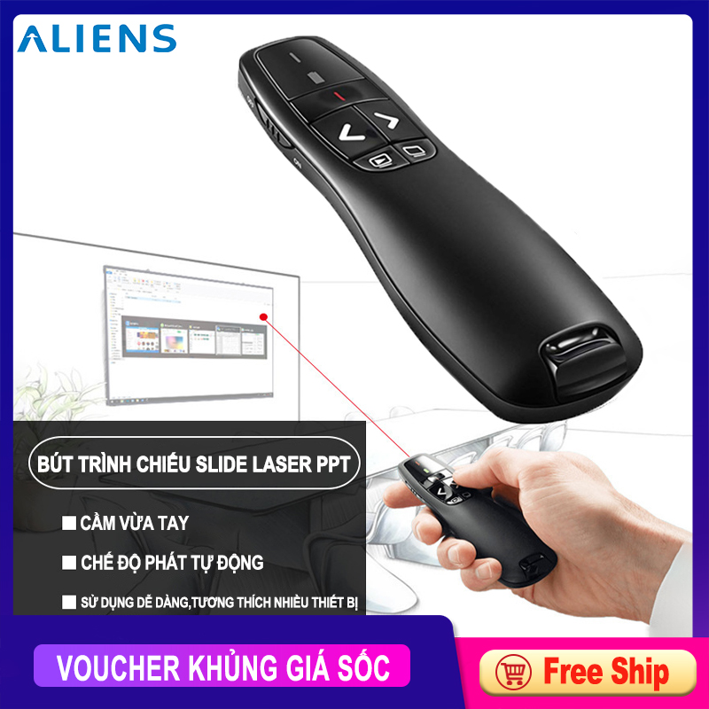 Bút thuyết trình PPt, bút trình chiếu slide 2.4G đa chức năng, điều khiển từ xa, 360 độ