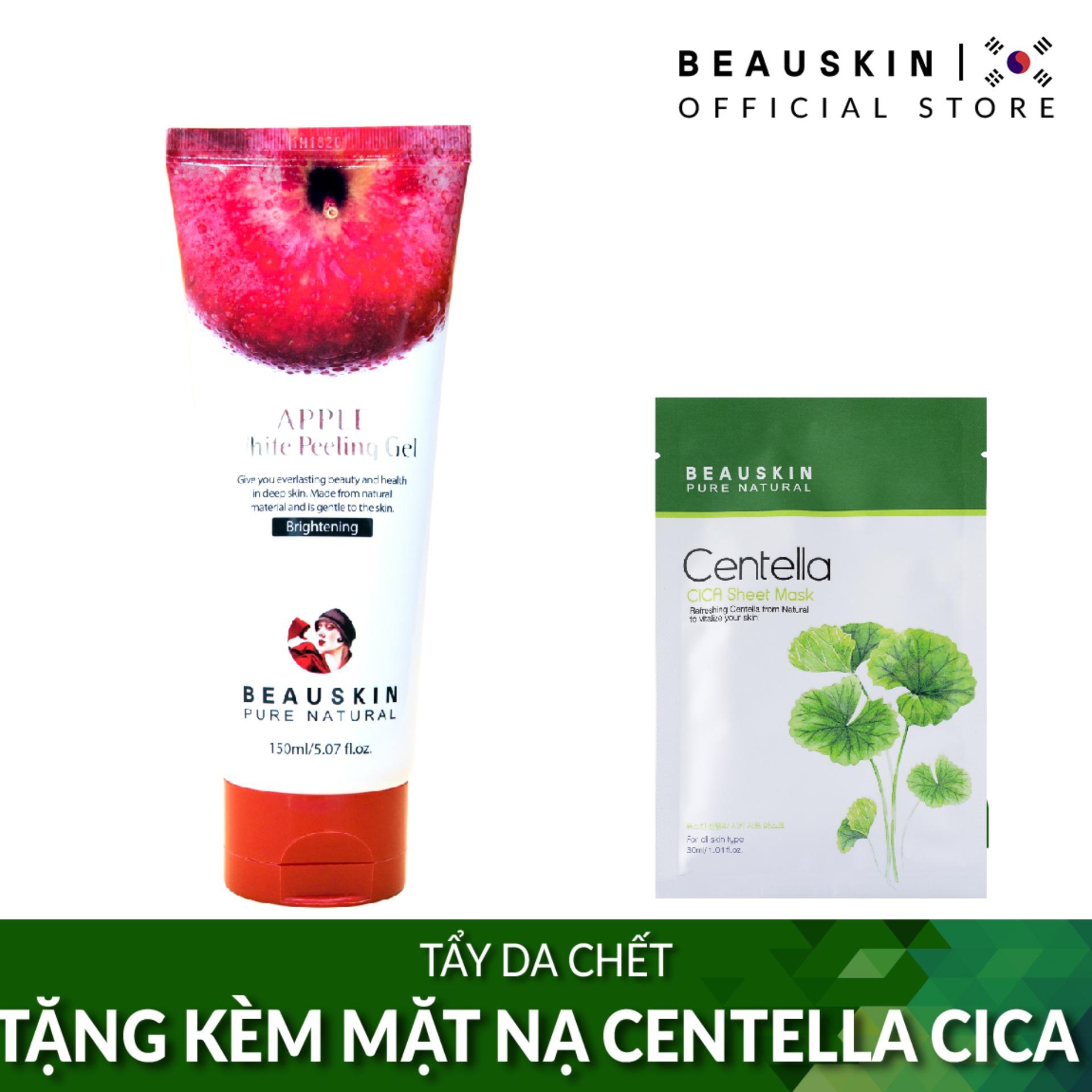 Tẩy da chết Sáng da và sạch mụn đầu đen Beauskin Apple white peeling gel + Tặng kèm Mặt nạ tái tạo da 35K Centella Cica Sheet Mask - Hàn Quốc Chính Hãng