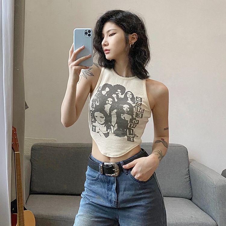 Áo croptop in hình vintage dáng ôm body gợi cảm -a14