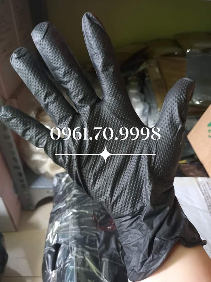 25 cặp (50c) Găng tay y tế bằng cao su Nitrile Size L màu đen thiết kế dùng một lần